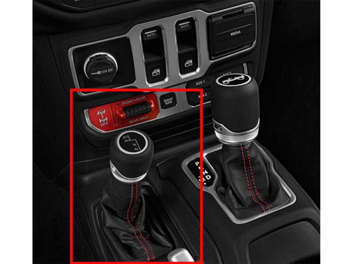 Mopar Transfer Case Boot & Shift Knob Black Leather & Red