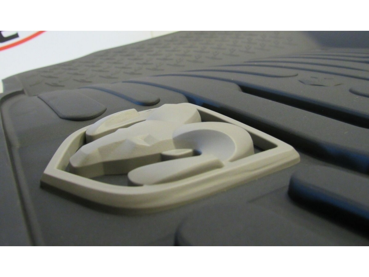 Mopar Rubber Mats Bucket Style Front Black With Ram's Head Logo For ...