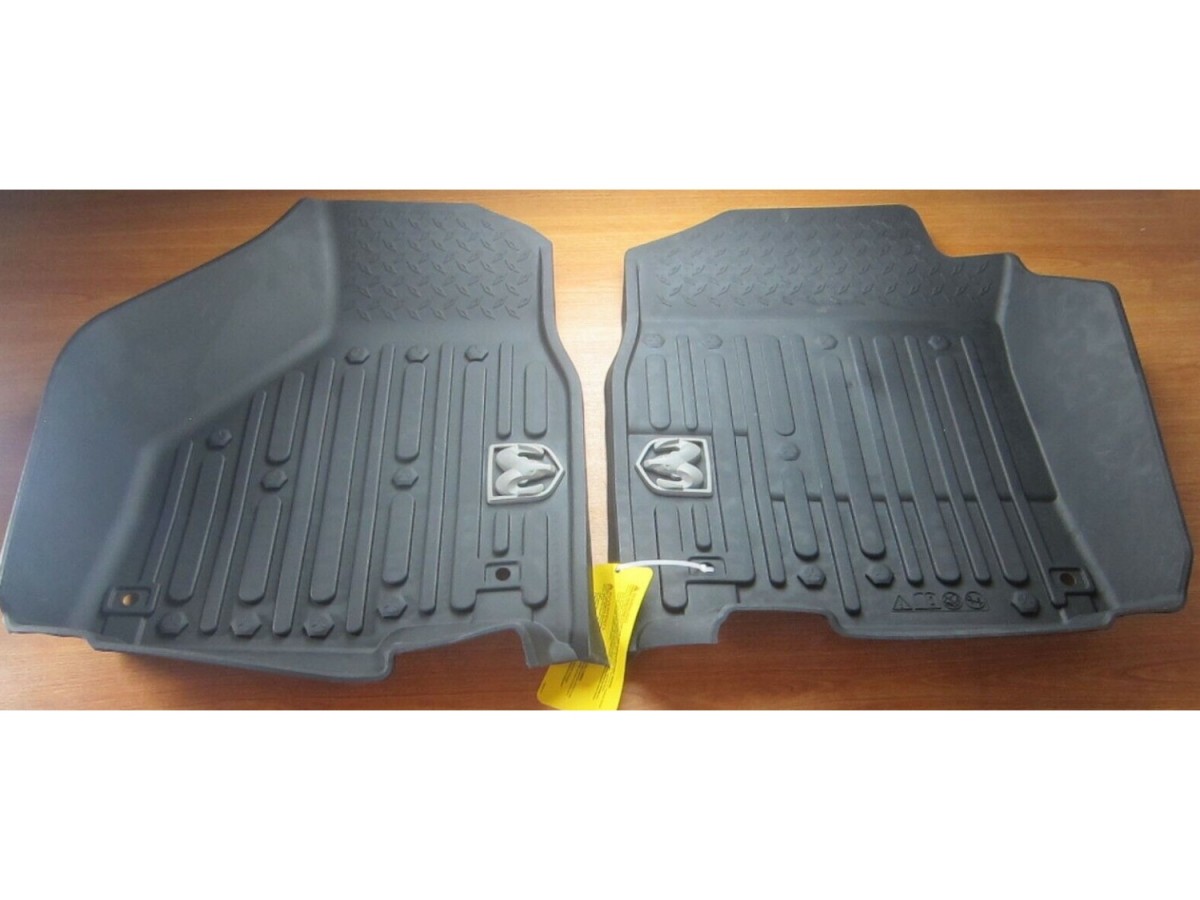 Mopar Rubber Mats Bucket Style Front & Rear Black With Ram's Head Logo ...