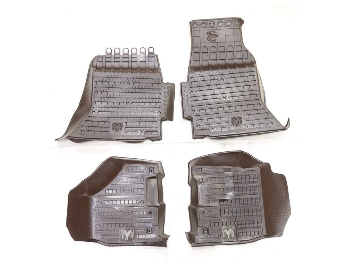 Mopar Rubber Mats Bucket Style Front & Rear Brown With Ram's Head