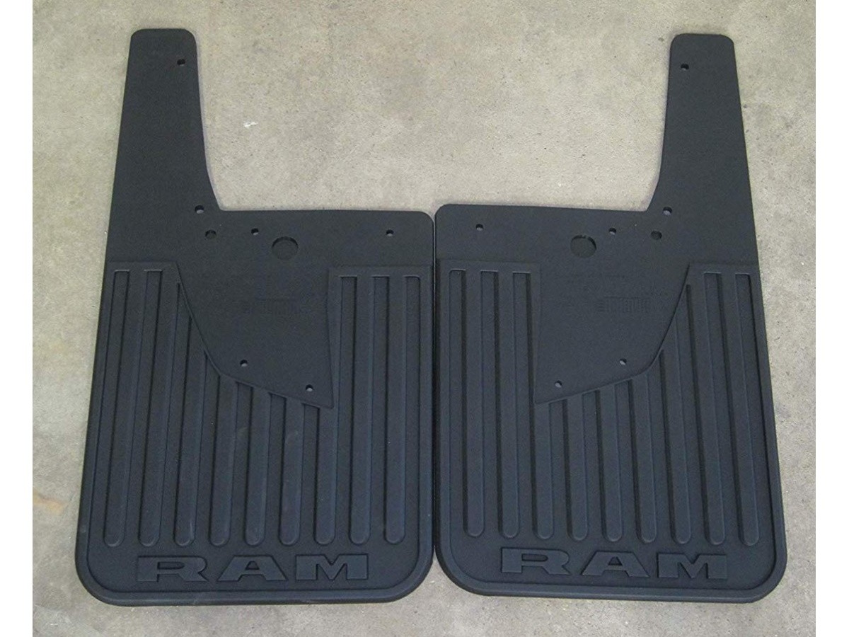 Mopar Flat Splash Guards Black With RAM Logo Rear Pair For Vehicles ...